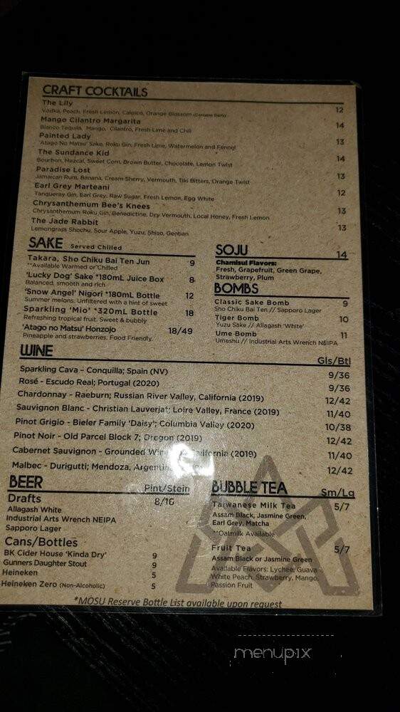Mosu - Albany, NY menu_pic