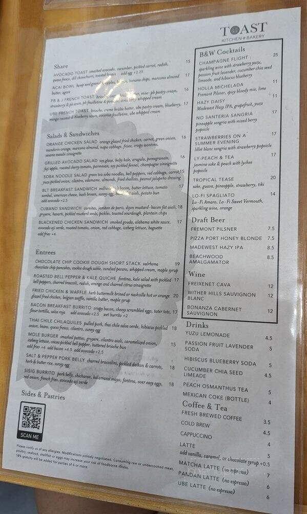 Toast Kitchen & Bakery - Tustin, CA menu_pic