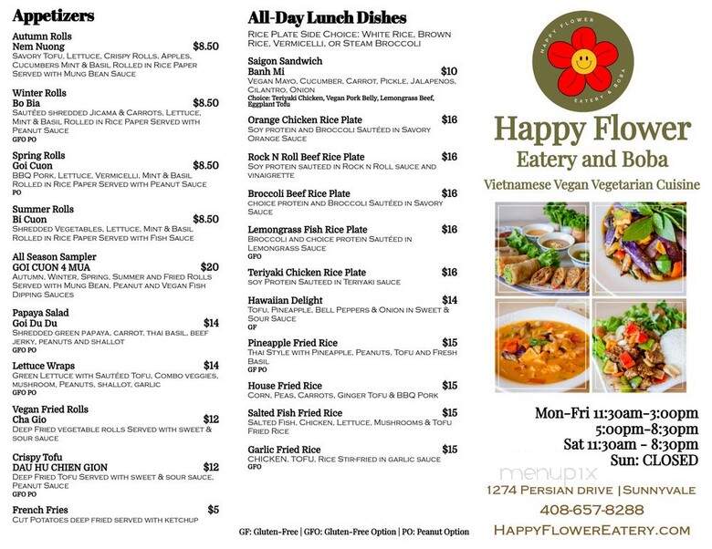 Happy Flower Eatery & Boba - Sunnyvale, CA menu_pic