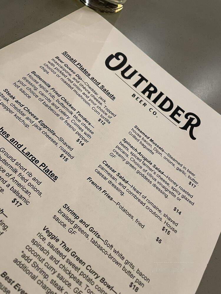 Outrider Beer Company - Amesbury, MA menu_pic