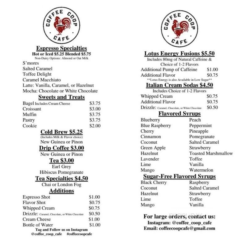 Coffee Coop Cafe - Los Lunas, NM menu_pic