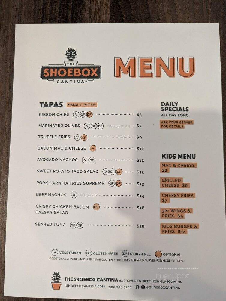 Shoebox Cantina - New Glasgow, NS menu_pic