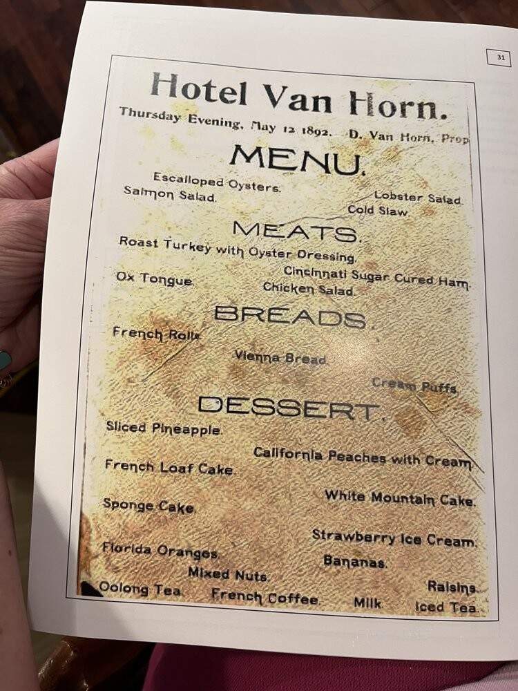 The Van Horne Tea Room - Carrollton, OH menu_pic