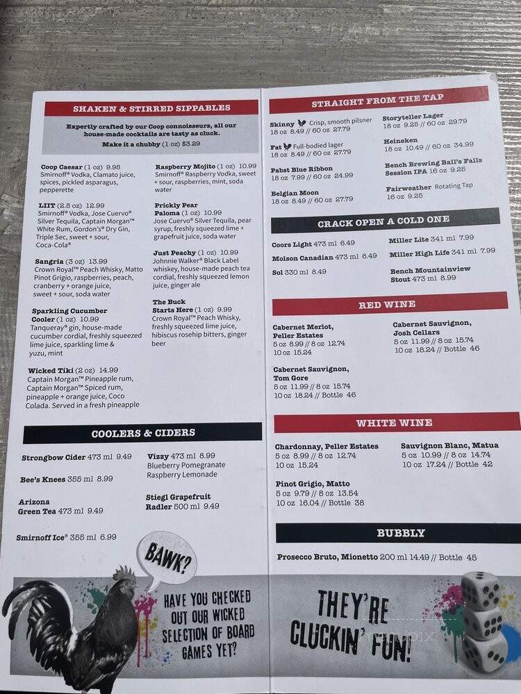 Coop Wicked Chicken - Mississauga, ON menu_pic