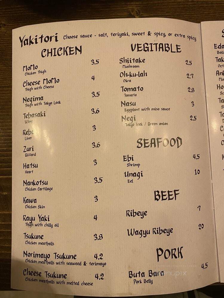 Mokutan Izakaya - Thornhill, ON menu_pic