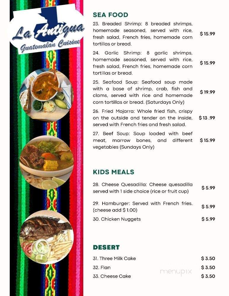 La Antigua Guatemalan Cuisine - Killeen, TX menu_pic