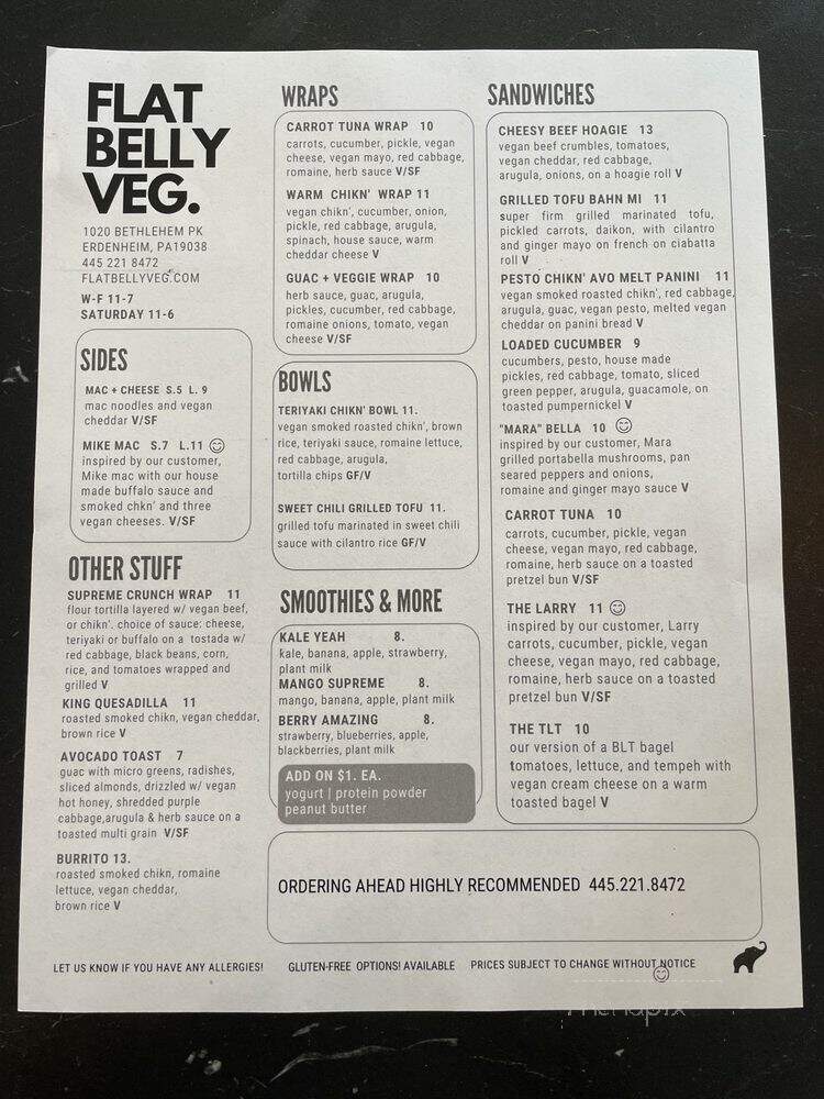 Flatbelly Veg - Flourtown, PA menu_pic