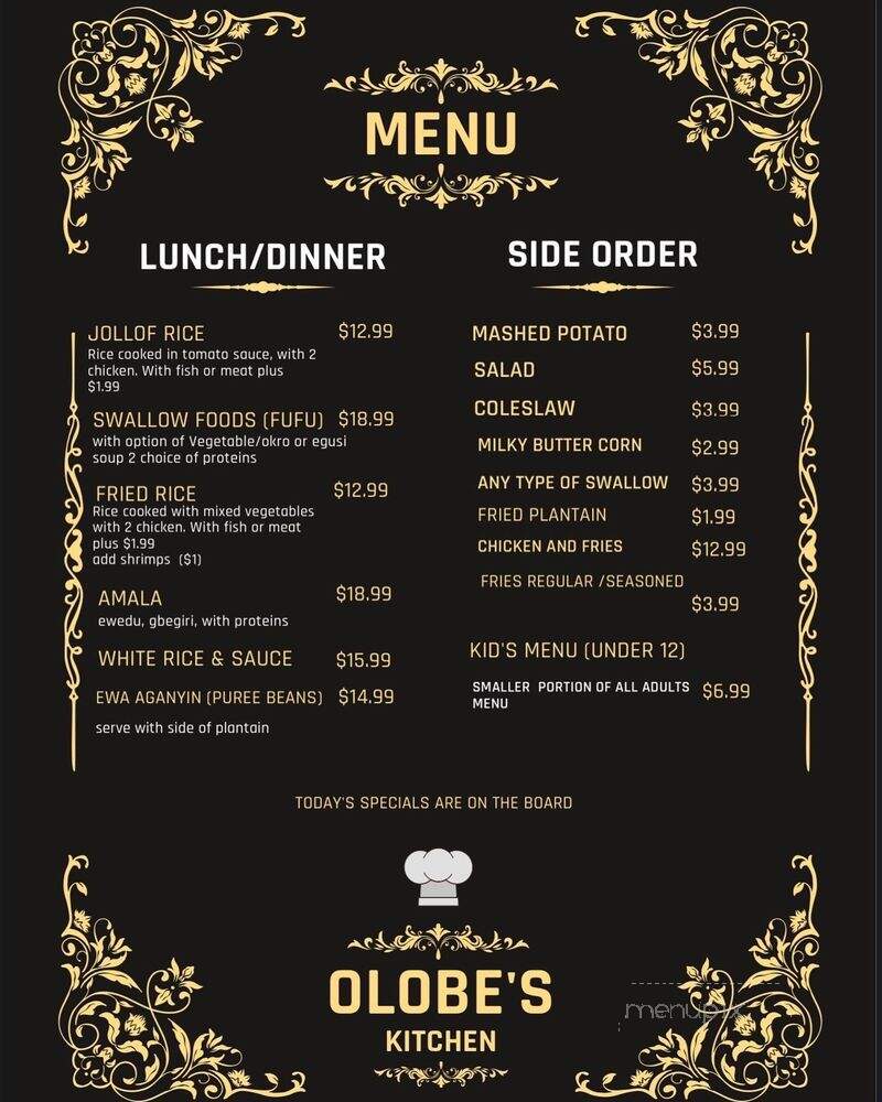 Olobe's Kitchen - Lavon, TX menu_pic