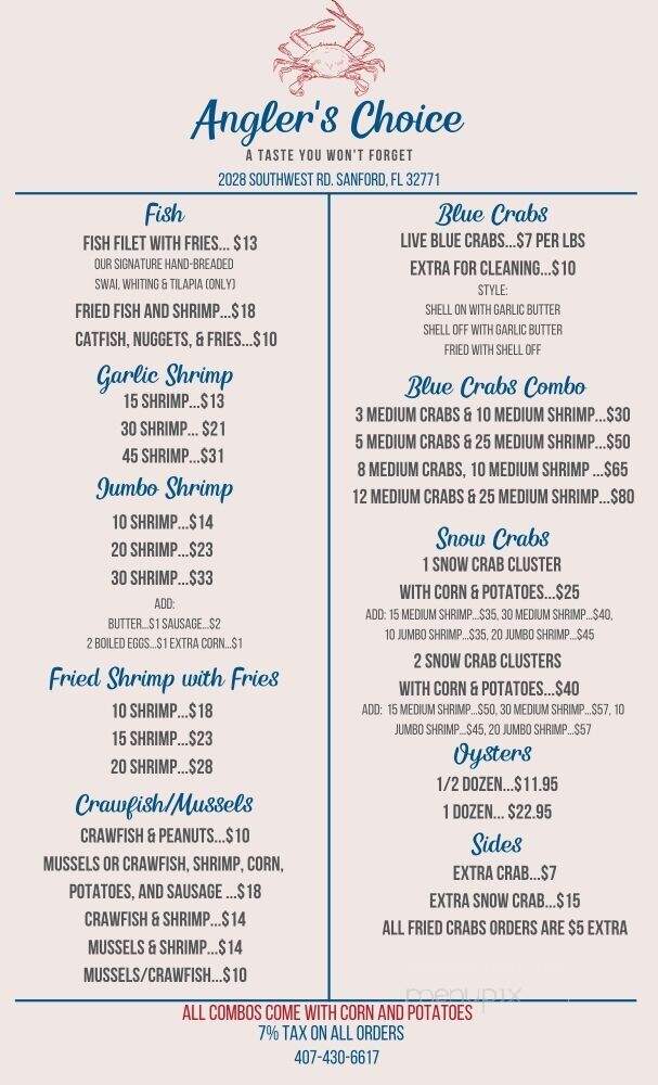 Angler's Choice - Sanford, FL menu_pic