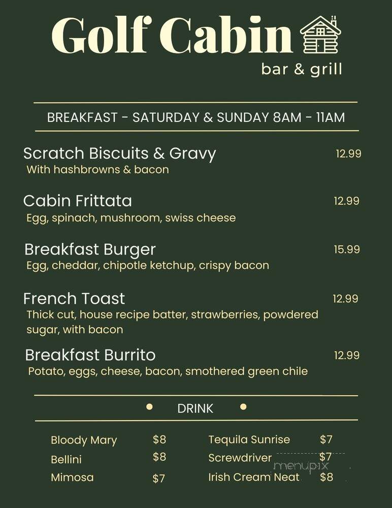 The Golf Cabin Bar & Grill - Salida, CO menu_pic