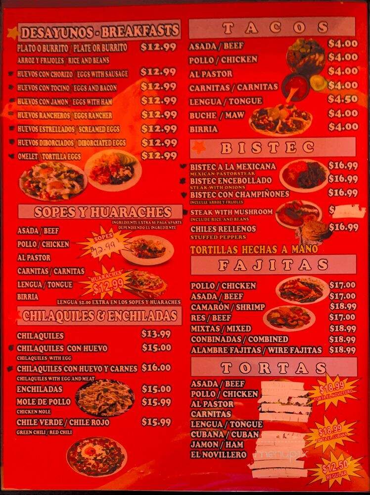 El Novillero - Quincy, WA menu_pic