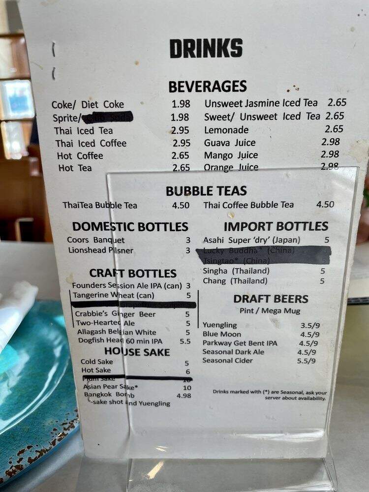 The Beat Bangkok - Blacksburg, VA menu_pic