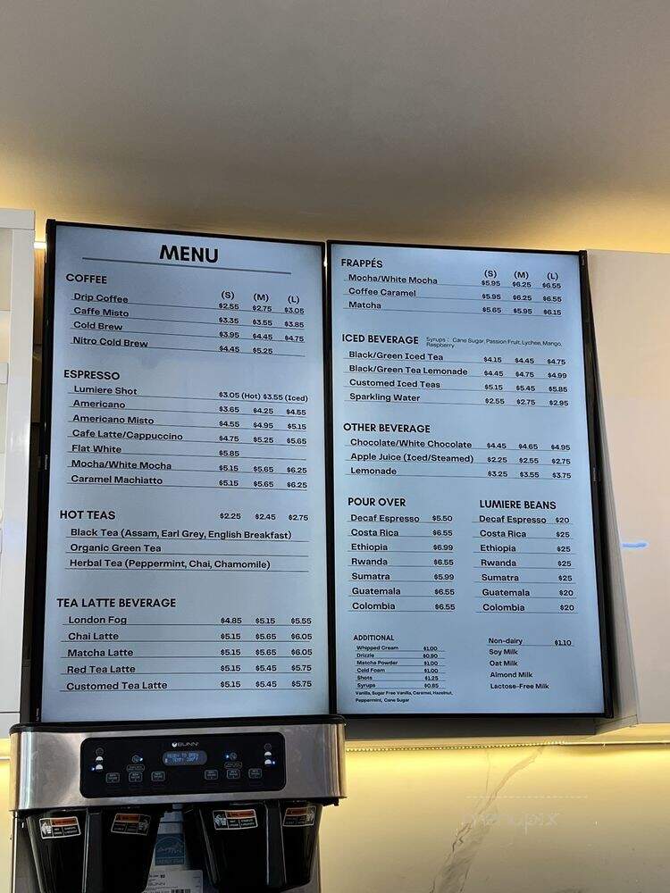 Lumiere Cafe - Vancouver, BC menu_pic