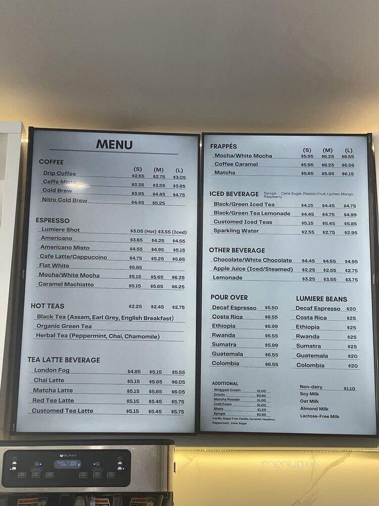 Lumiere Cafe - Vancouver, BC menu_pic