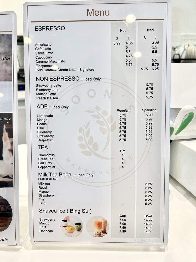 Soons's Bakery & Cafe - Suwanee, GA menu_pic