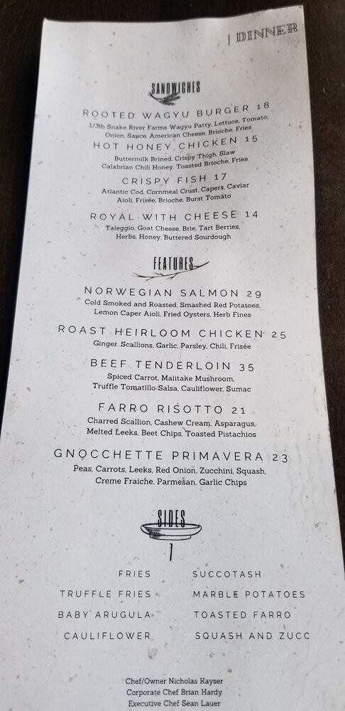 Rooted Craft Kitchen - Denver, CO menu_pic