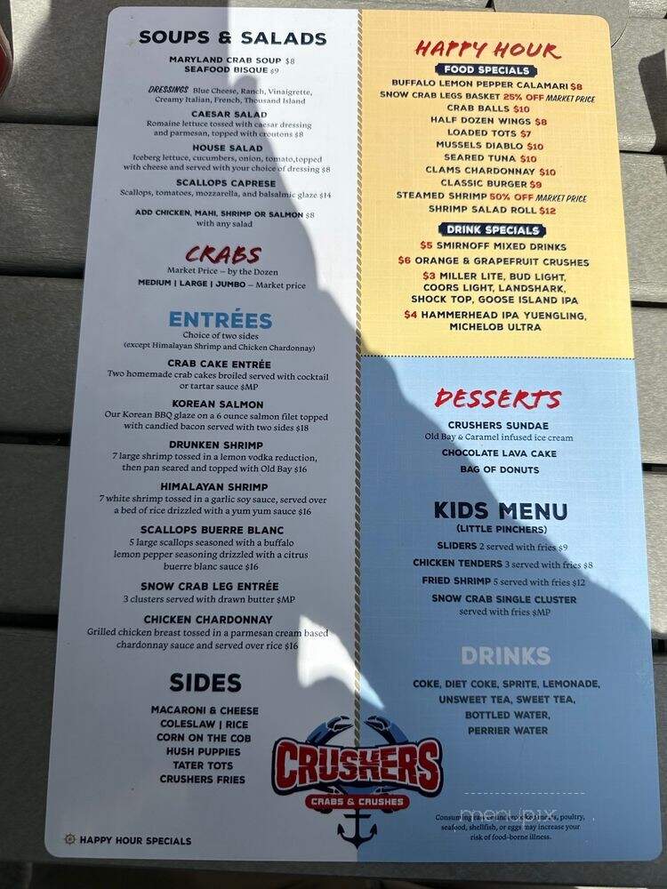 Crushers Crabs & Crushes - Rehoboth Beach, DE menu_pic