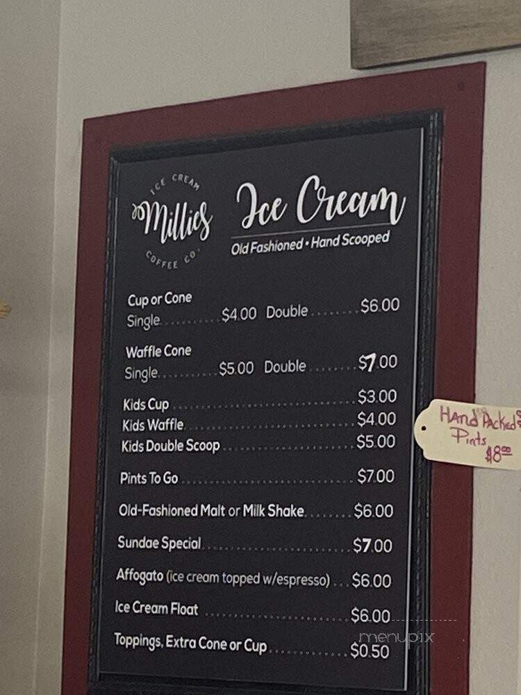 Millie's Ice Cream & Coffee - Graeagle, CA menu_pic