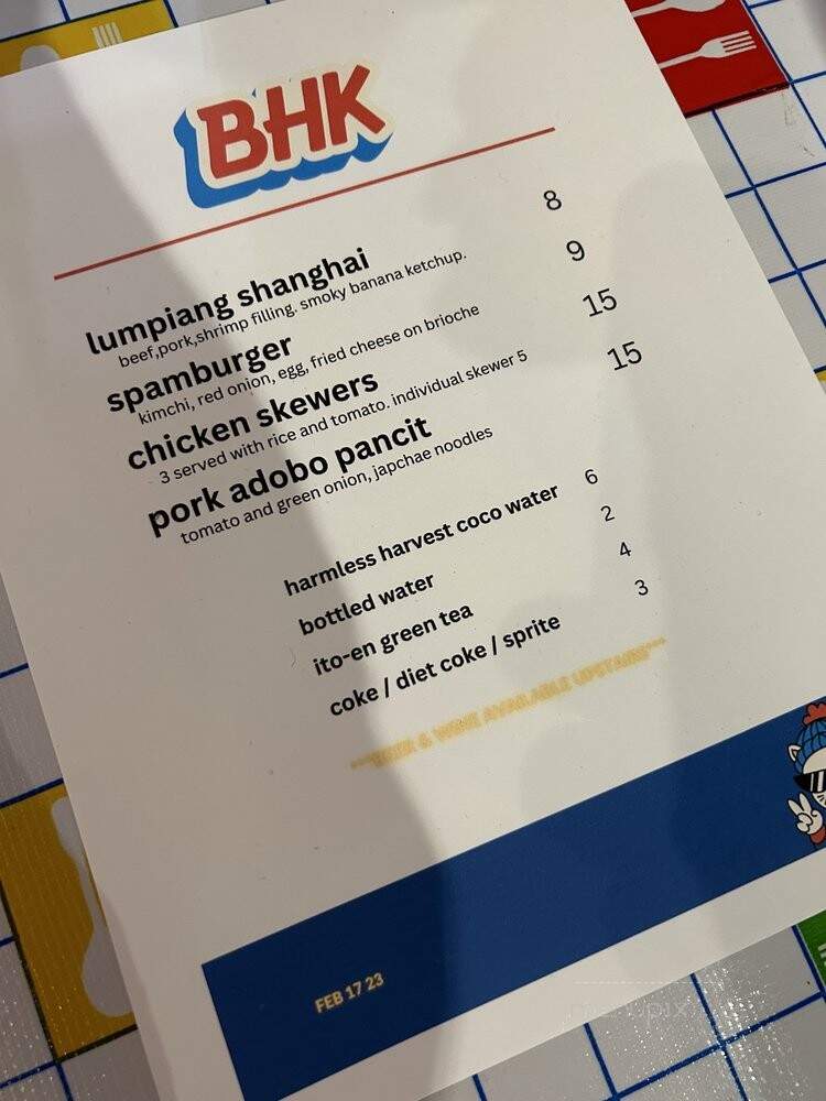 BHK - Oakland, CA menu_pic