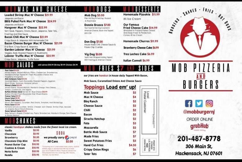 Mob Pizzeria and Burgers - Hackensack, NJ menu_pic