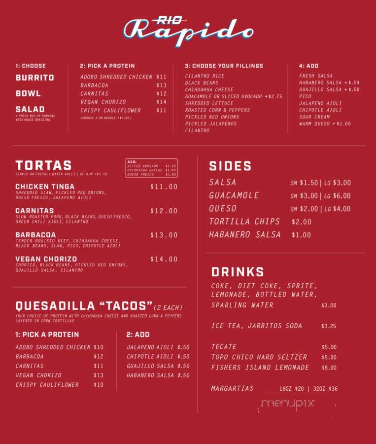Rio Rapido - Mystic, CT menu_pic