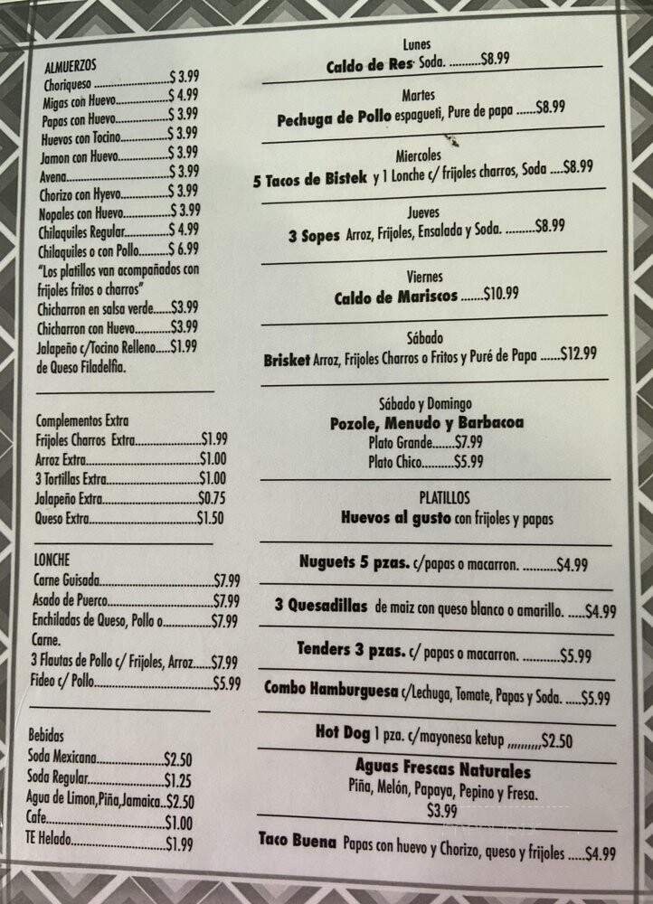 Buen Apetito - Harlingen, TX menu_pic
