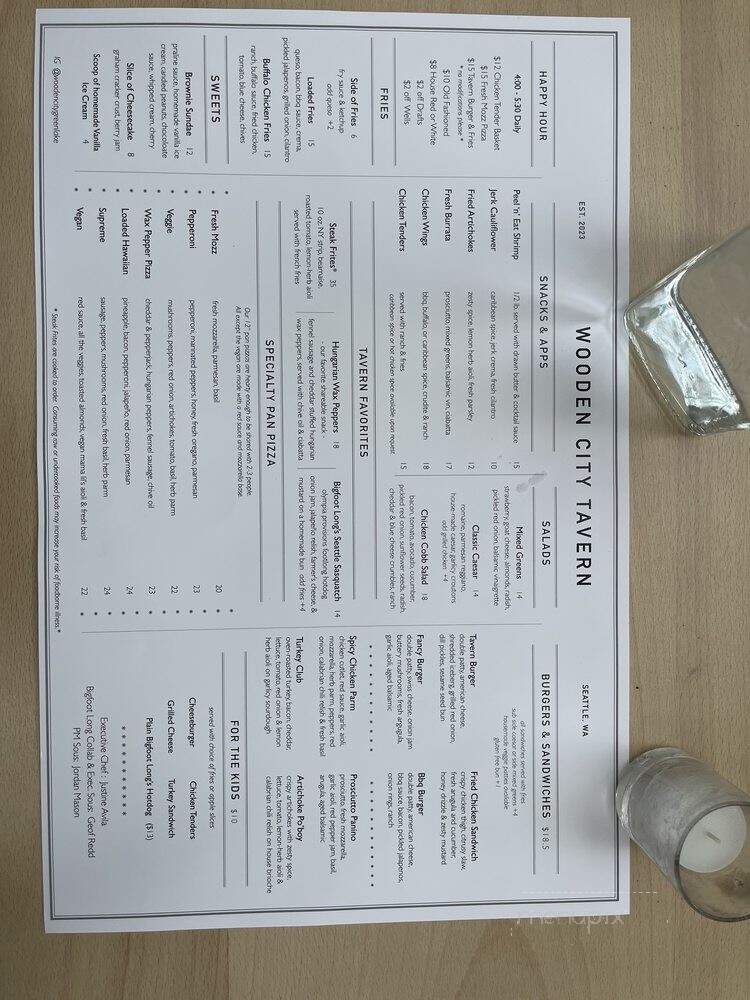 Wooden City Tavern At Greenlake - Seattle, WA menu_pic