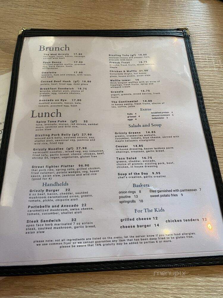 Mad Grizzly - Jasper, AB menu_pic
