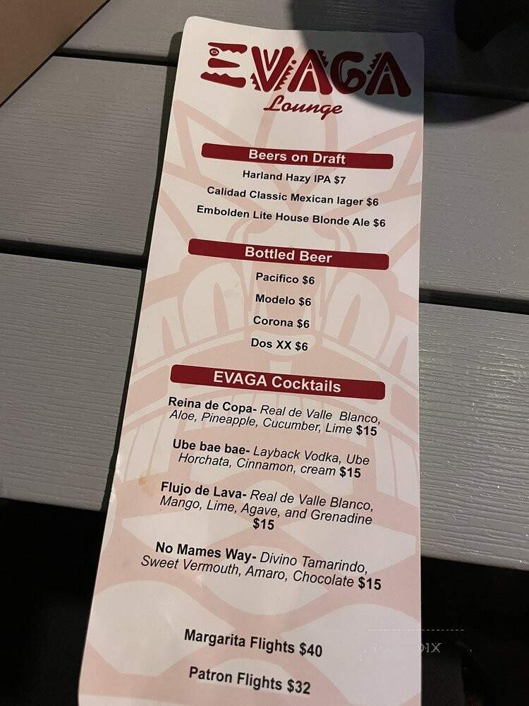 Evaga Lounge - Oceanside, CA menu_pic