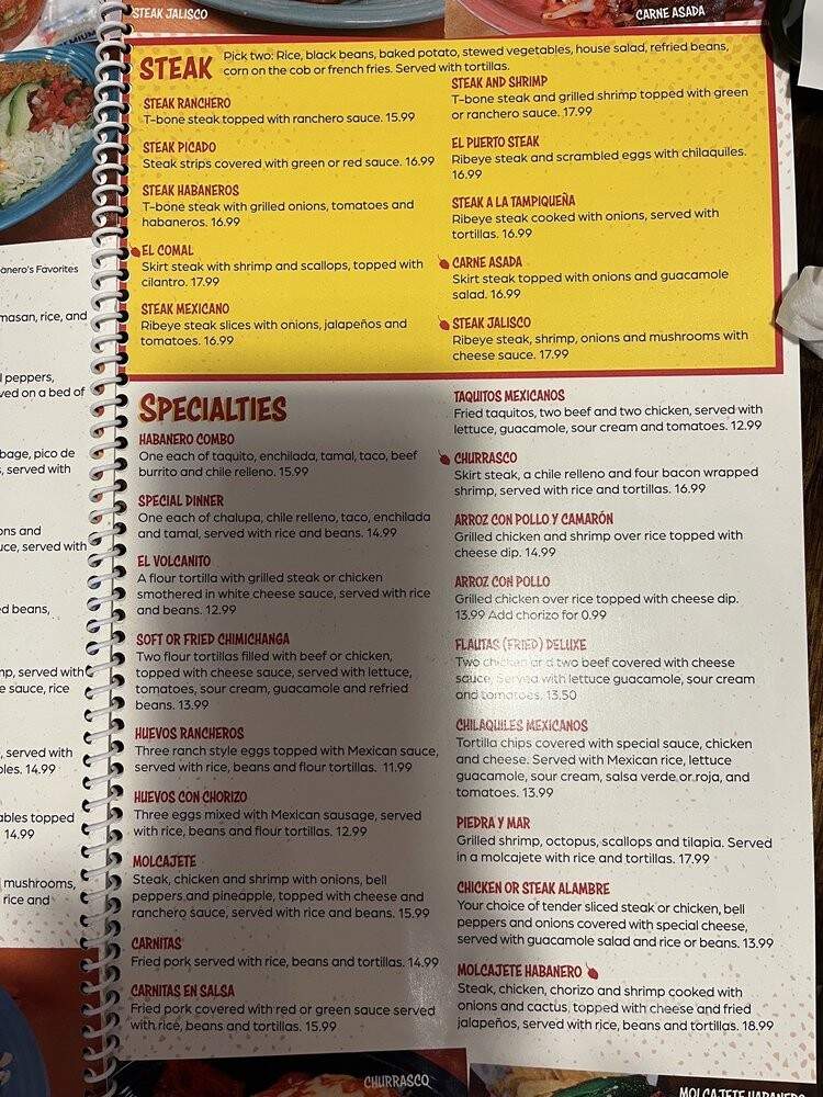 Habaneros - Springfield, MO menu_pic
