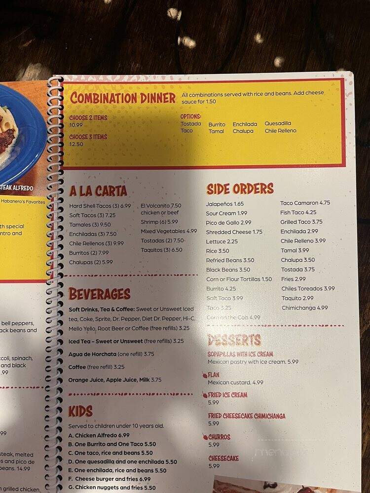 Habaneros - Springfield, MO menu_pic