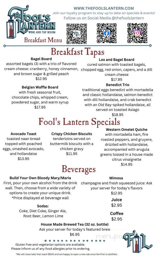 The Fool's Lantern - Saint Michaels, MD menu_pic