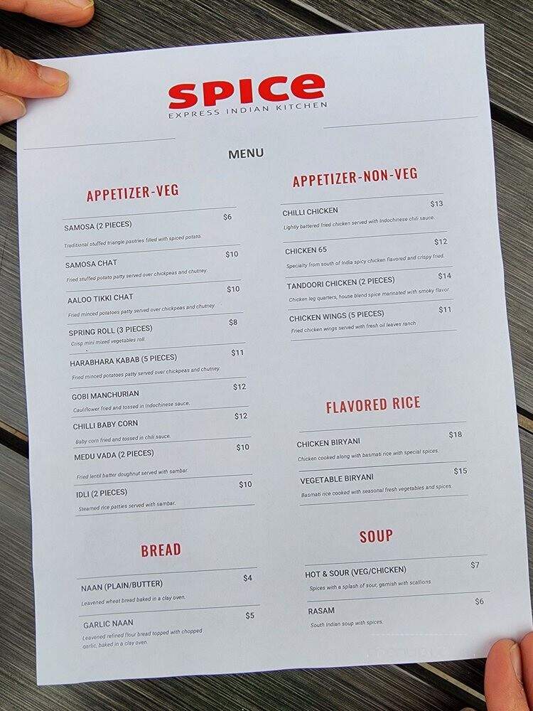 Spice Express Indian Kitchen - Pigeon Forge, TN menu_pic