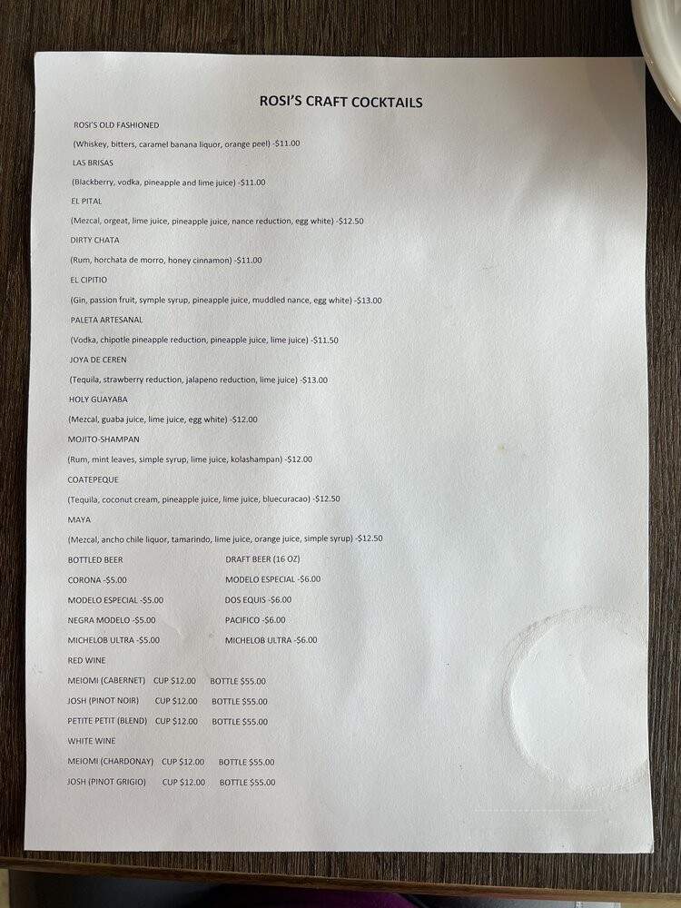 Rosi's Salvadoran Fusion Cuisine - Dallas, TX menu_pic
