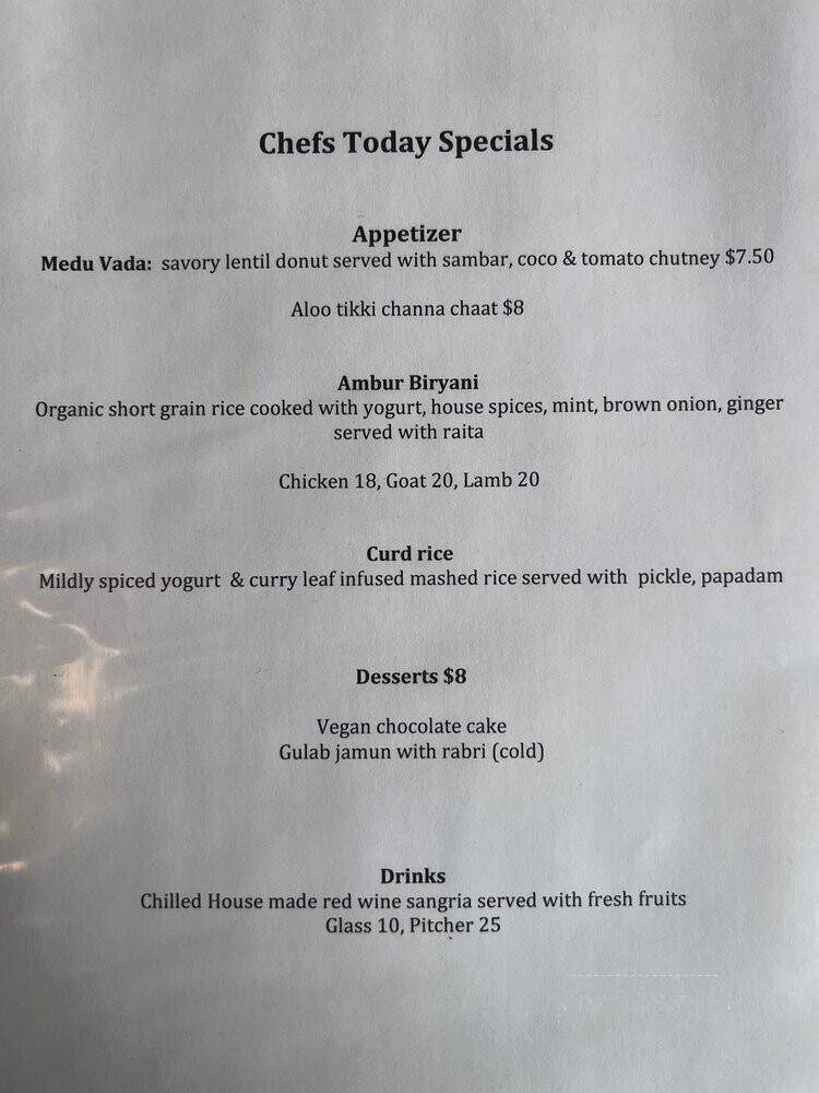 Shiva's Kitchen - Newton, MA menu_pic
