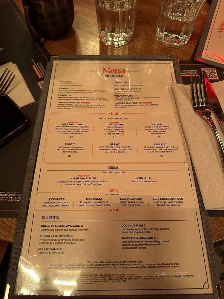 Negroni Bistro - Weston, FL menu_pic