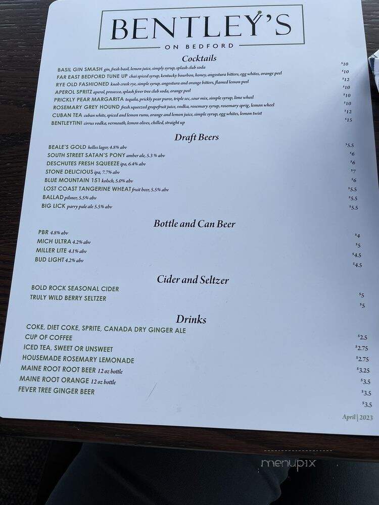 Bentley's on Bedford - Lynchburg, VA menu_pic