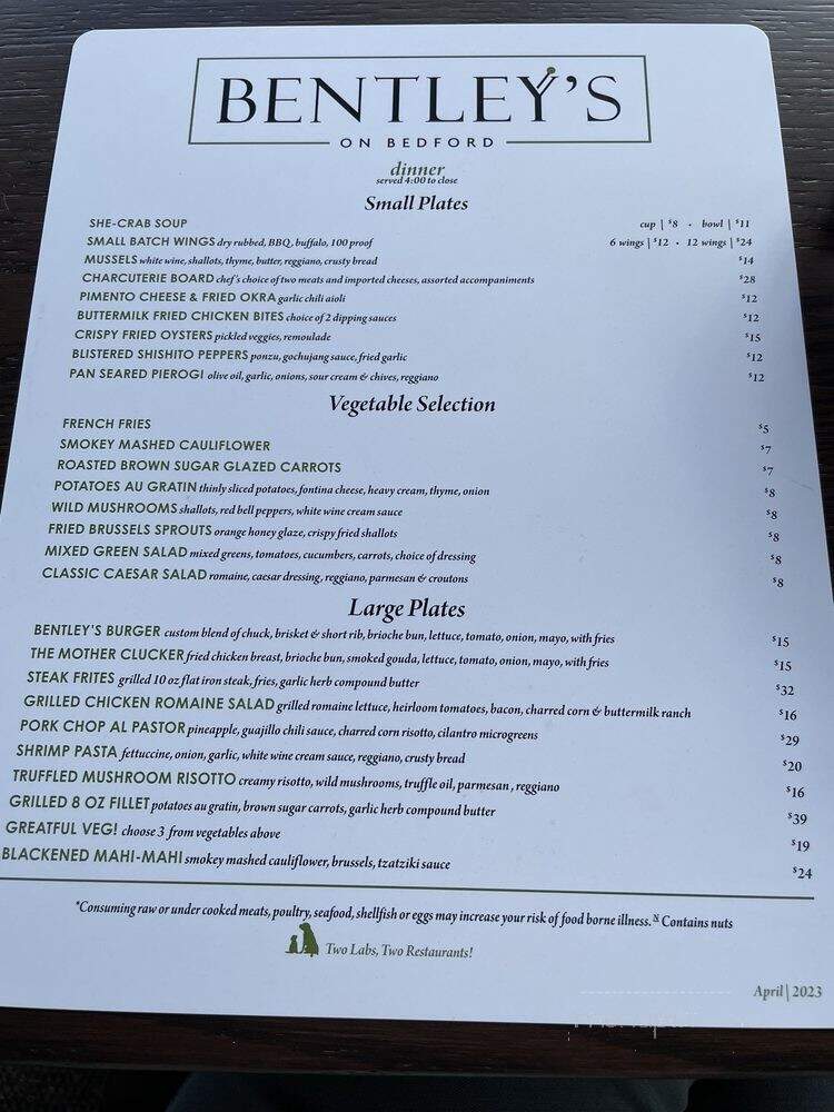 Bentley's on Bedford - Lynchburg, VA menu_pic