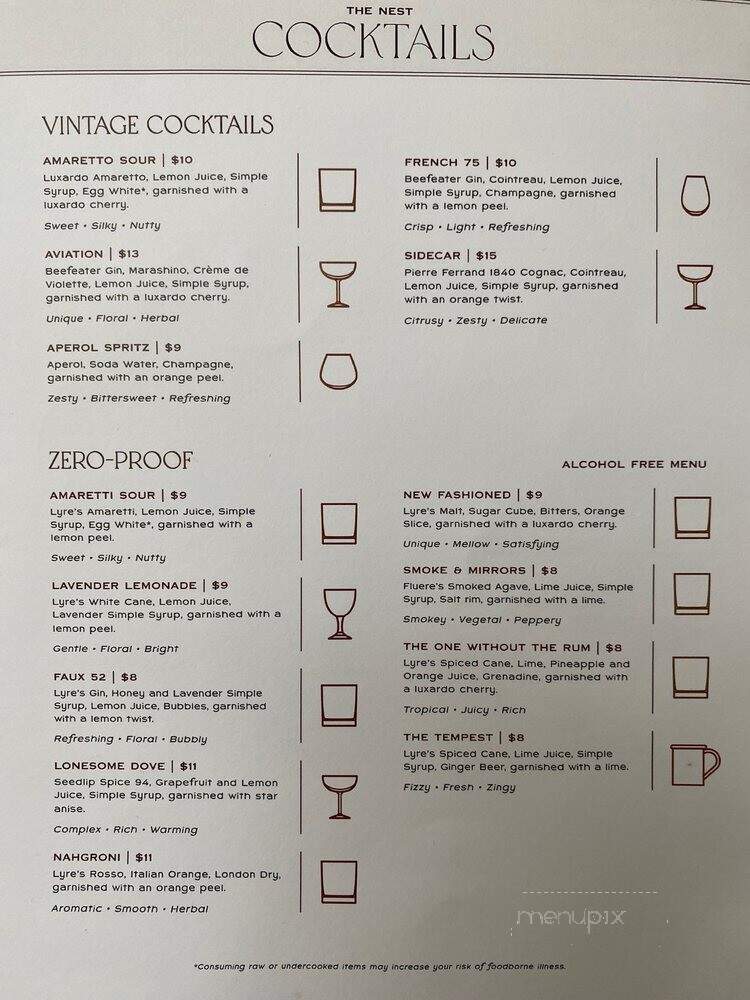 The Nest Cocktail Bar & Kitchen - Chelsea, MI menu_pic