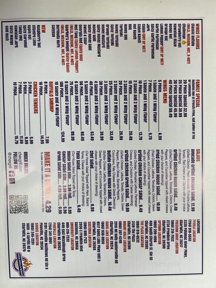 Chex Grill & Wings - Indian Land, SC menu_pic