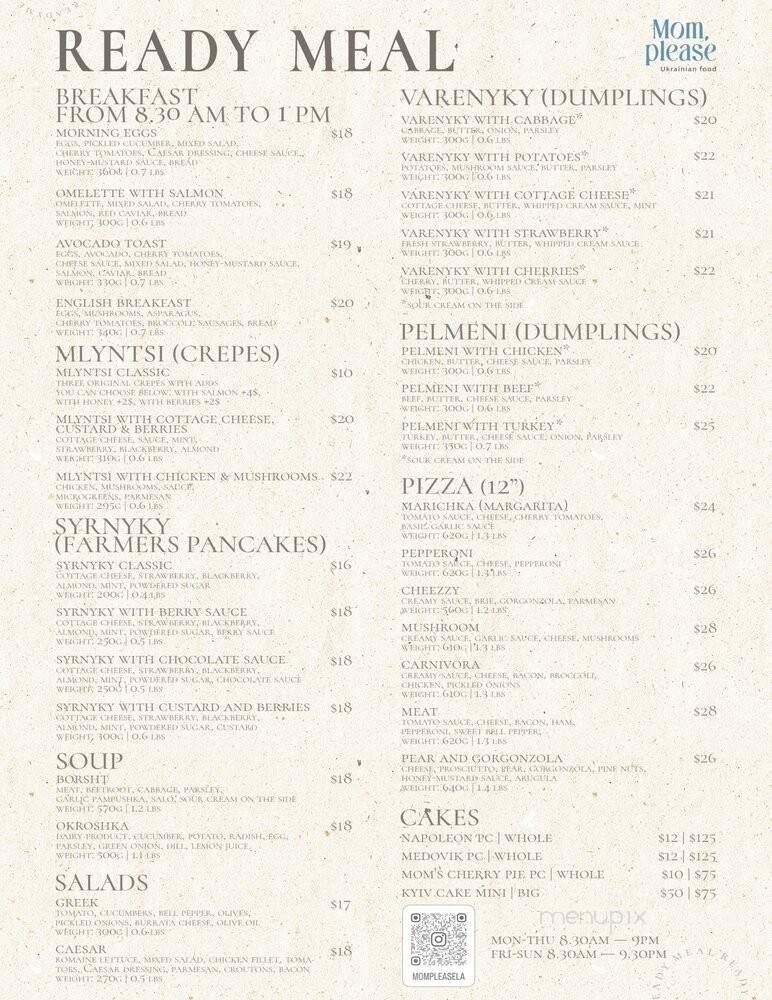 Mom Please - Playa Vista, CA menu_pic
