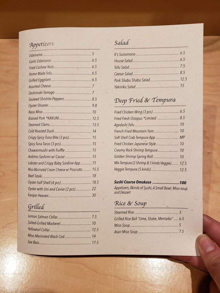 K's Bistro - Costa Mesa, CA menu_pic