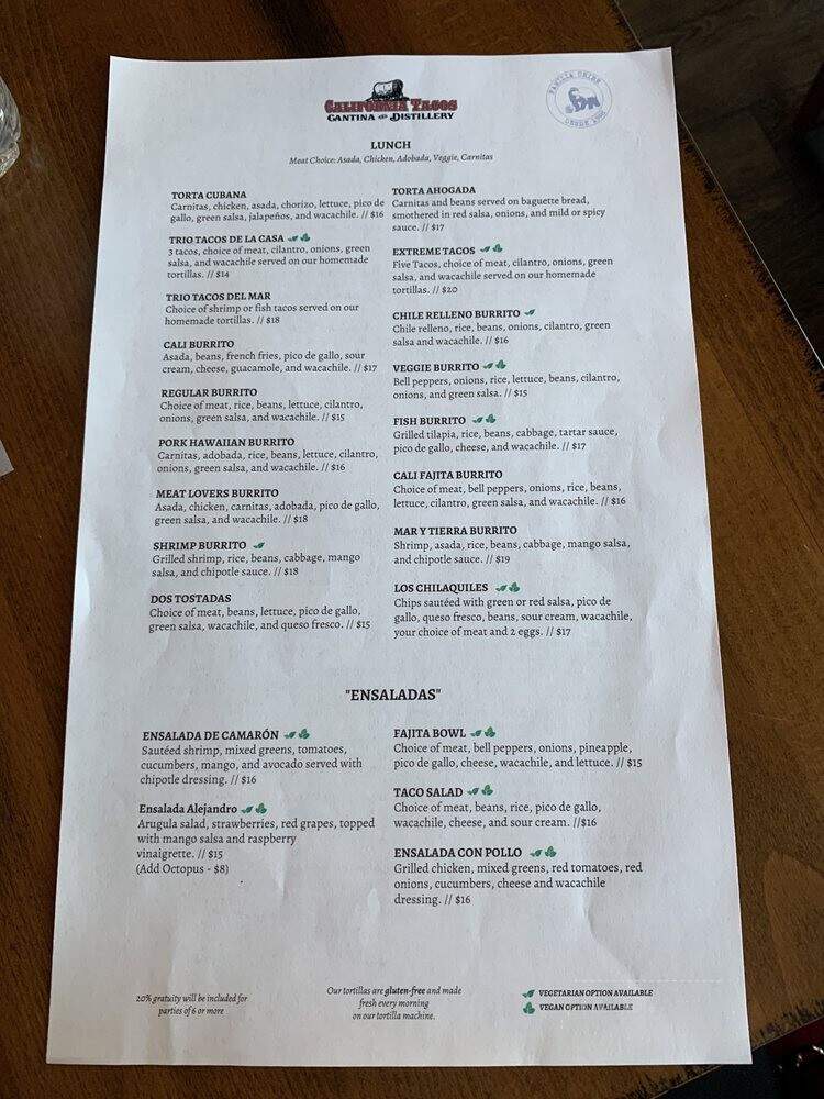 California Tacos Cantina and Distillery - San Luis Obispo, CA menu_pic