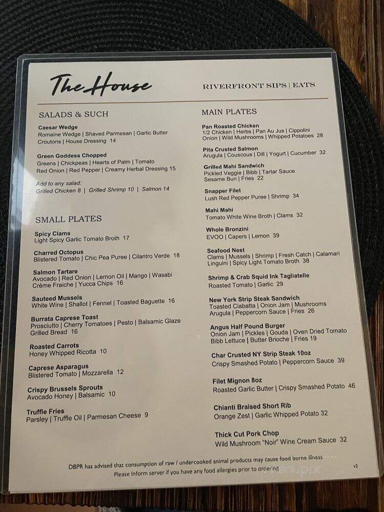 The House On the River - Fort Lauderdale, FL menu_pic