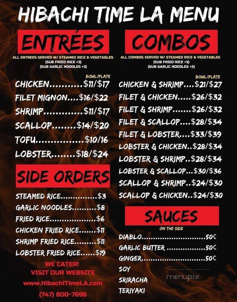 Hibachi Time LA - Northridge, CA menu_pic