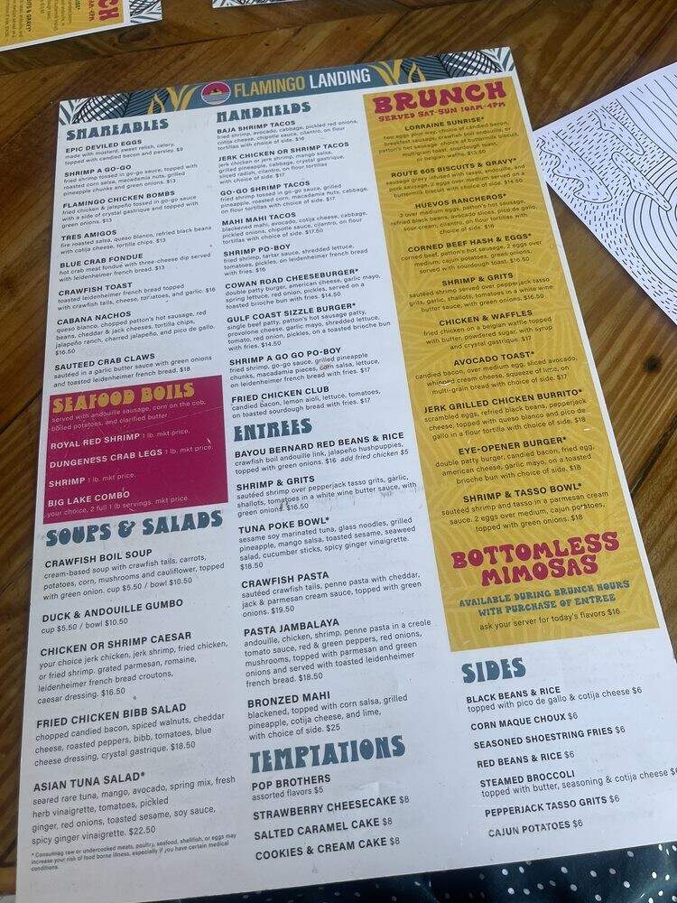 Flamingo Landing - Gulfport, MS menu_pic
