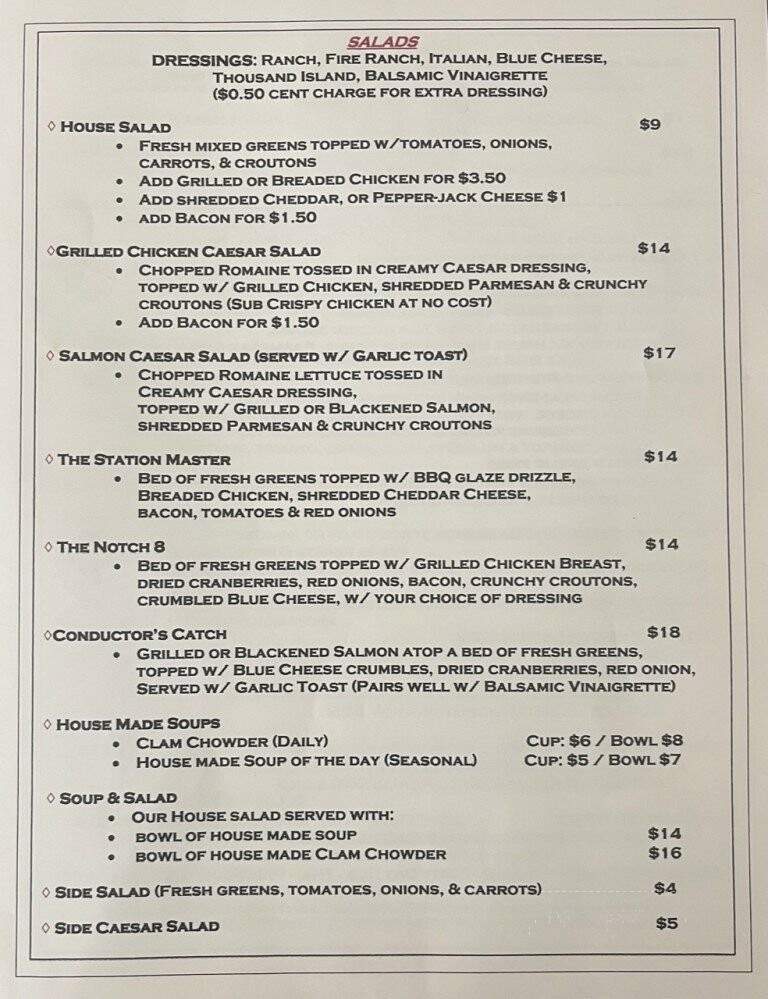 Rail House Pub & Grill - Brookings, OR menu_pic