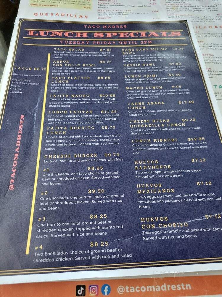 Taco Madres - Knoxville, TN menu_pic
