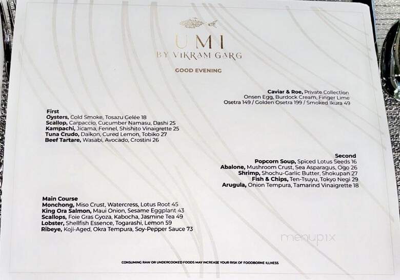 Umi By Vikram Garg - Honolulu, HI menu_pic