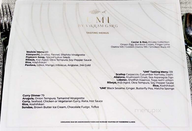 Umi By Vikram Garg - Honolulu, HI menu_pic